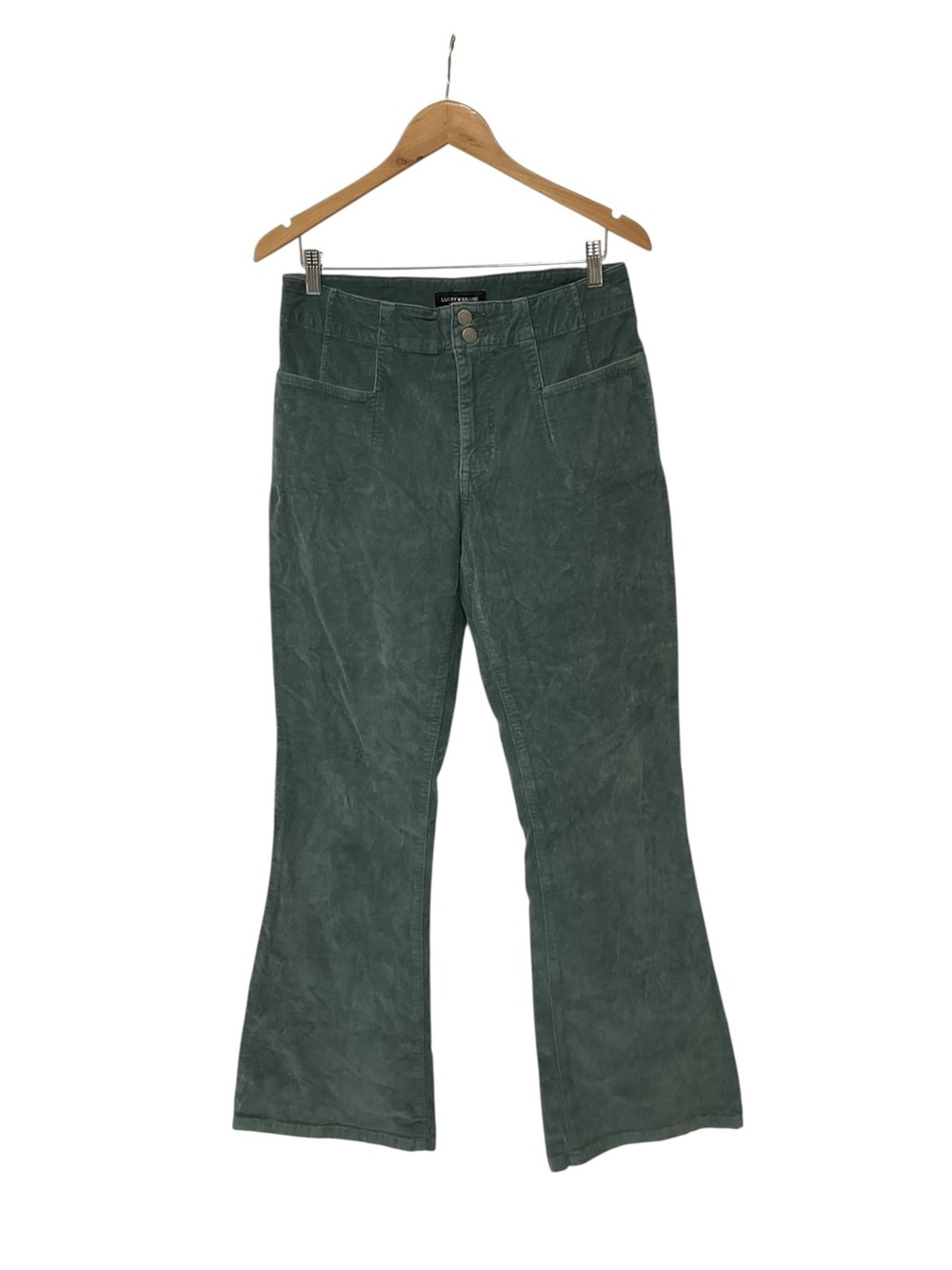 Lucky Brand Stevie High Rise Flare Corduroy Pants Green 10 /30